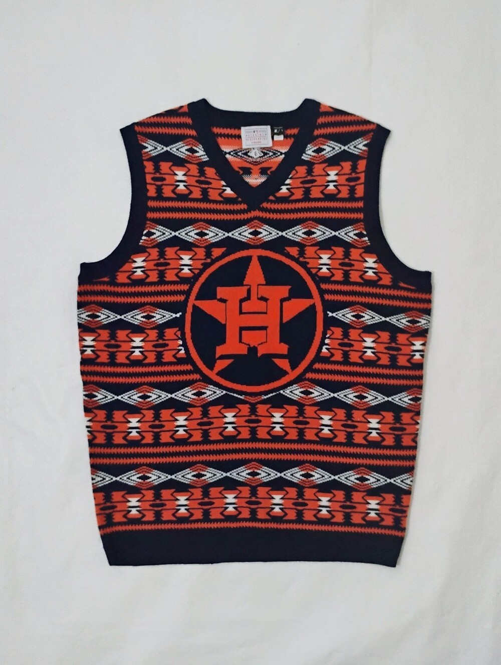 Men's Klew MLB Houston Astros Aztec Geometric Sweater Knitted Vest Size Large